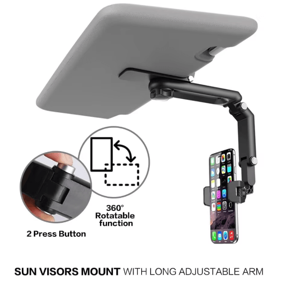 360 Degree Sun Visor Phone Holder for Hands Free Car Use