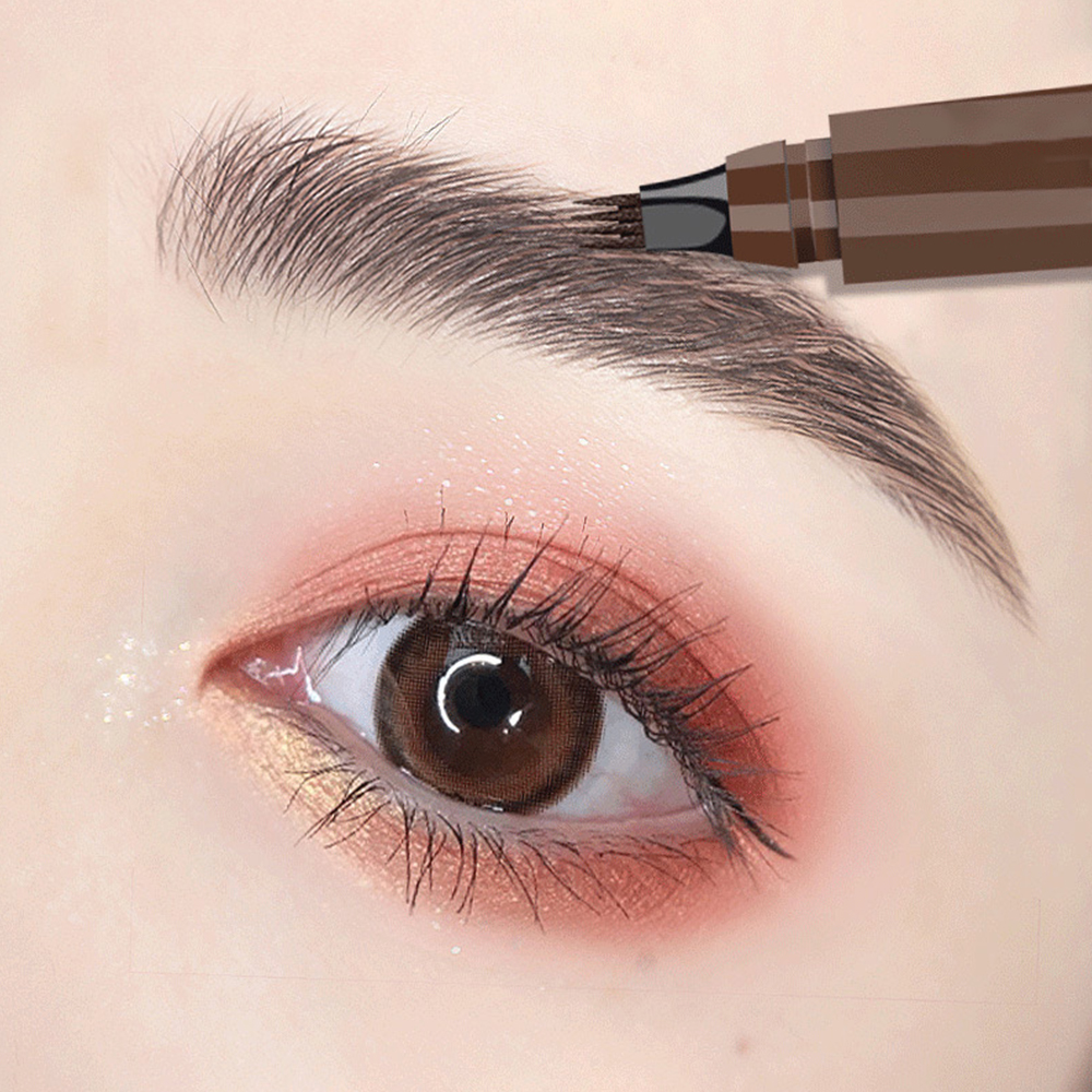 Water-resistant four-end eyebrow pencil, non-smudged, long-lasting
