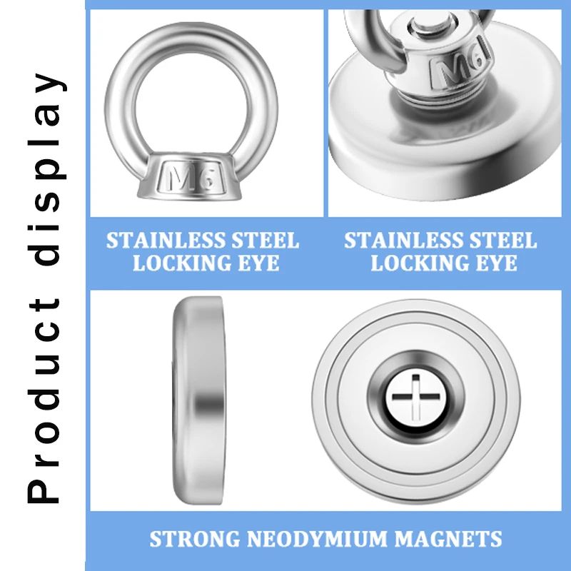 Super Strong Neodymium Fishing Magnet Heavy Duty Salvage Magnet with Eyebolt