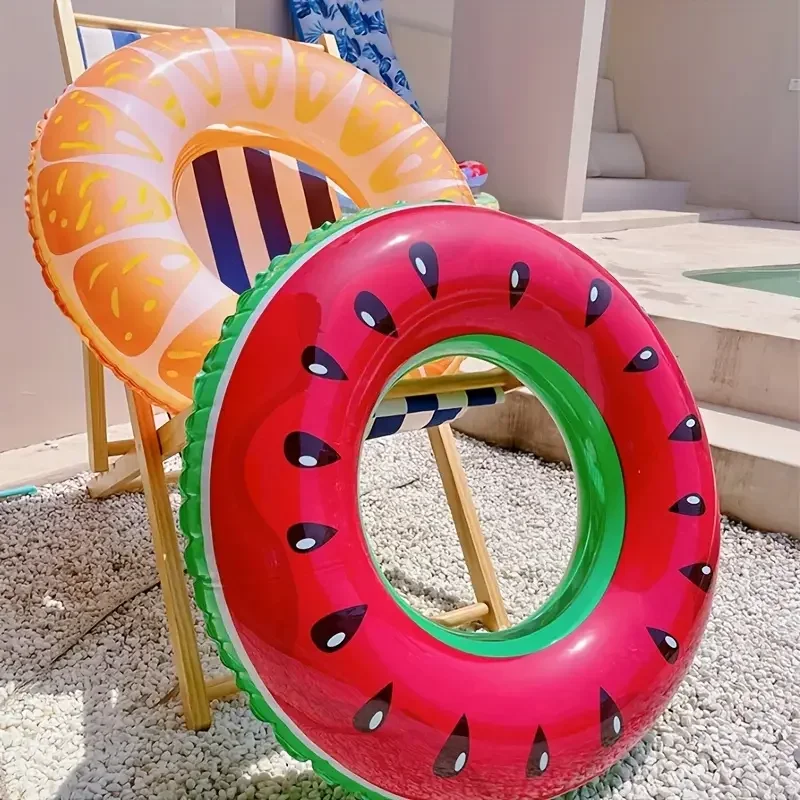 Inflatable Swimming Ring, Fruit Design Inner Ring with Anti-Leakage Valve, Thick PVC Material