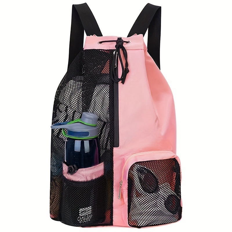 Breathable Mesh Drawstring Backpack Wet Dry Swim Gym Beach Bag