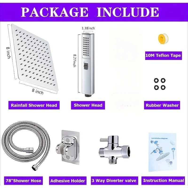 Stainless Steel Pressurized Shower Set with Concealed Mount and Extended Lever Arm
