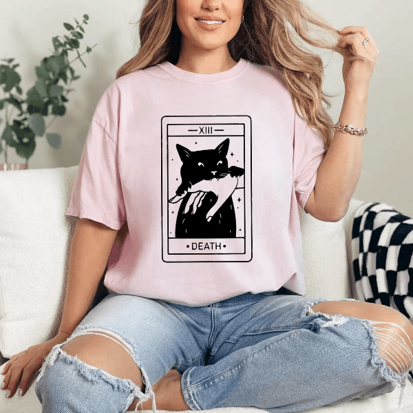 Tarot Cat Shirt Black Cat Witchy Tee