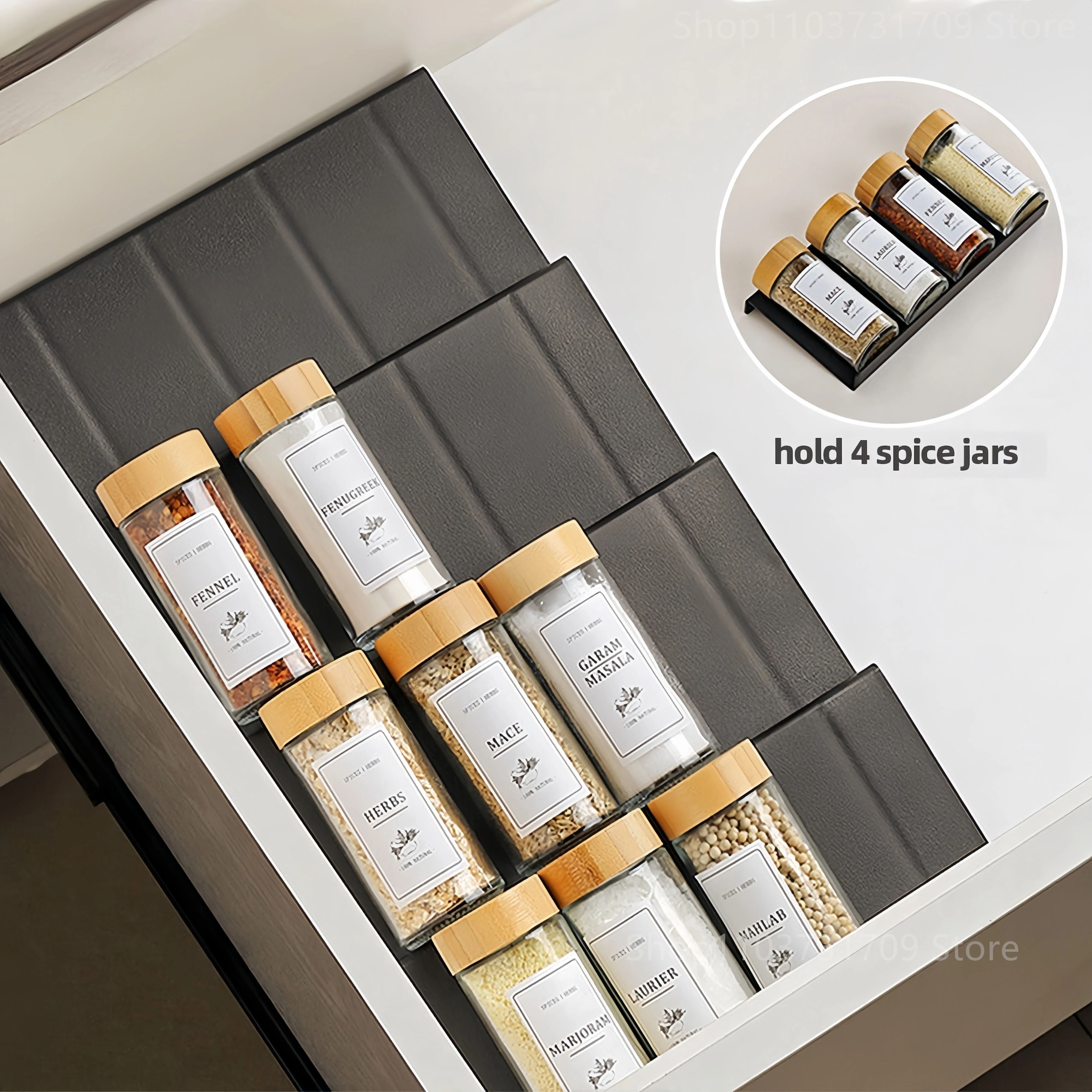 4-Layer Adjustable Spice Drawer Organizer | Professional Cabinet & Pantry Finishing System
