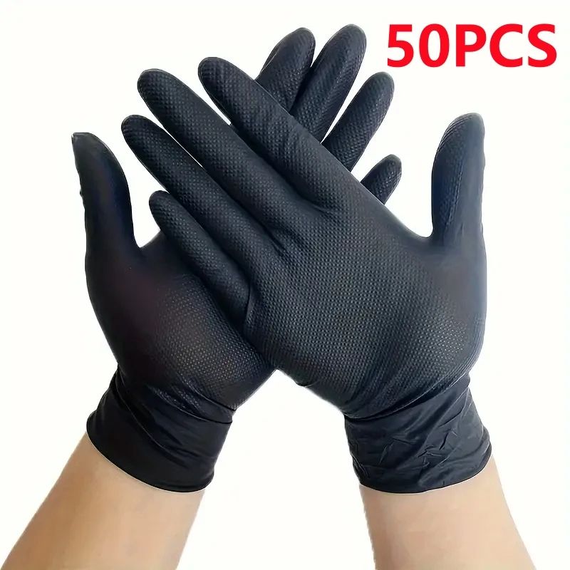 Nitrile Gloves Thick Heavy Duty Industrial Disposable Gloves with Diamond Texture Latex Free Mechanic Auto Repair Gloves