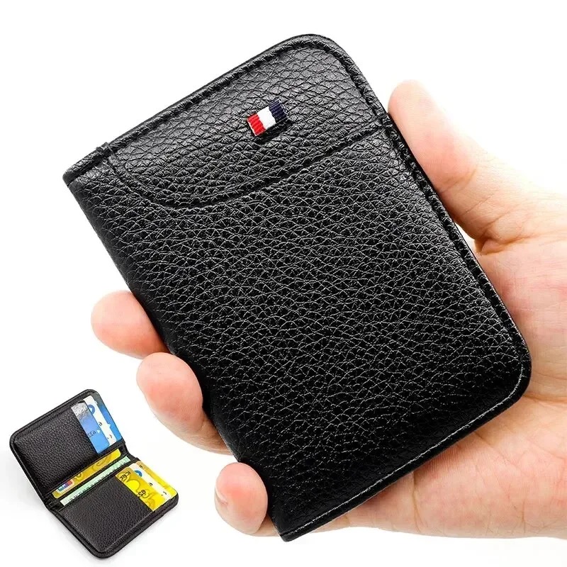 PU Leather Mini ID Credit Card Wallet for Men, Slim Portable Small Wallet, Thin Soft Card Holder Purse