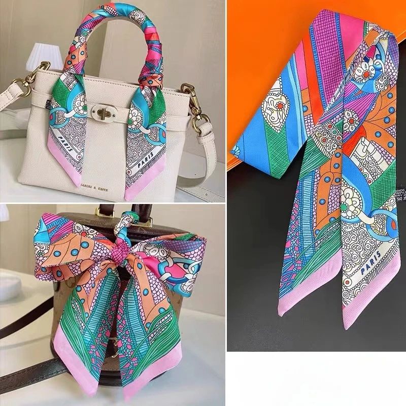 Retro Printed Imitation Silk Long Scarf