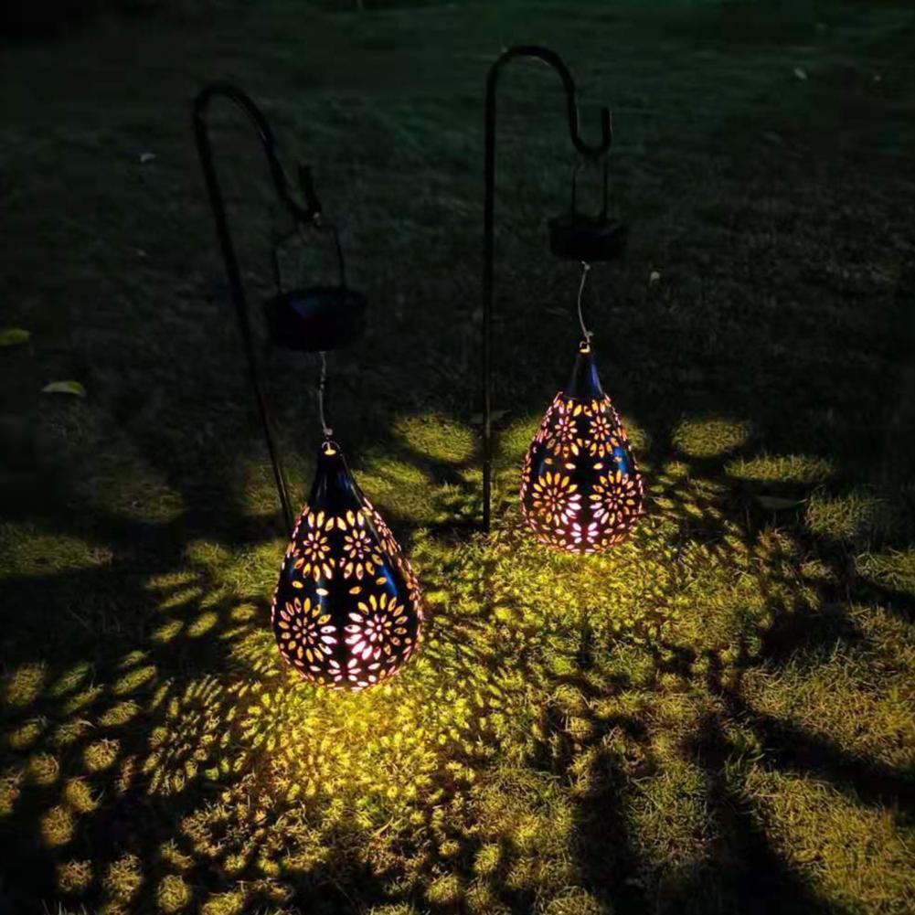Solar Powered Outdoor Lantern, Waterproof Light, Hollowed-out Iron Art, Solar Decorative Projection Light Lamp for Yard
