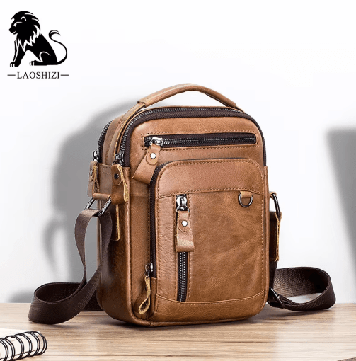 Genuine Leather Mens Crossbody Messenger Bag Classic leather messenger bag for Daily Carry