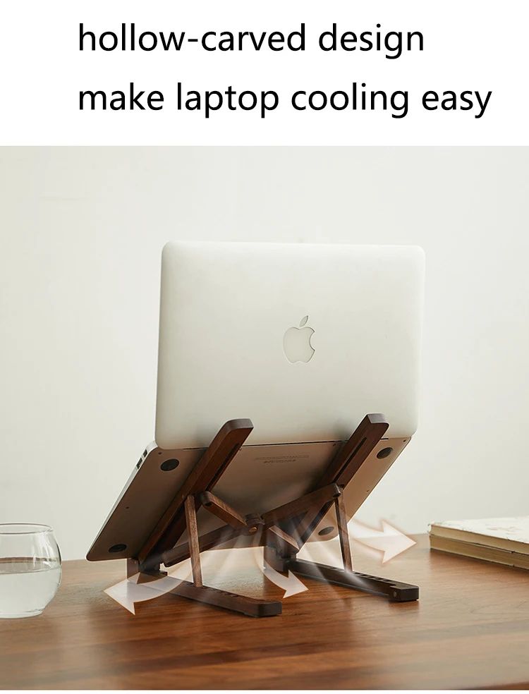 Foldable Wooden Laptop Stand Adjustable Height