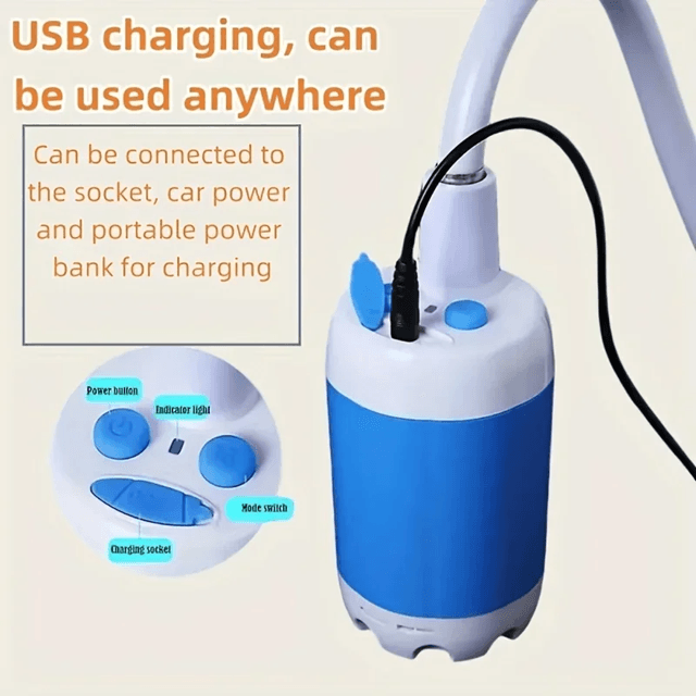 Portable USB Rechargeable Outdoor Shower and Hose Nozzle