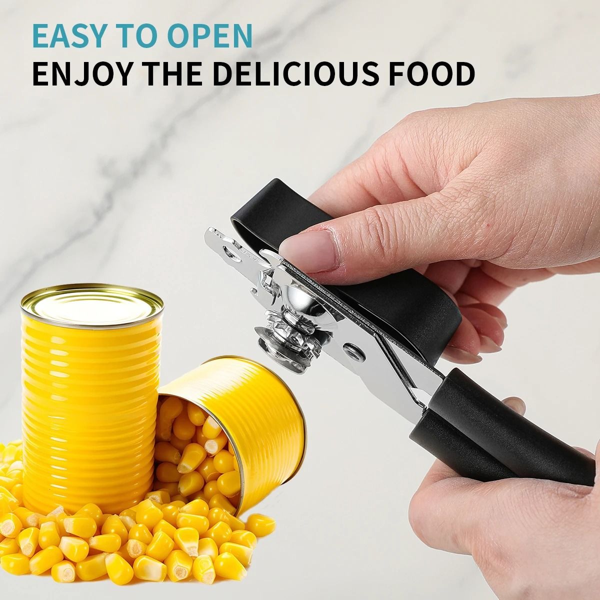 EasyGrip Stainless Steel Manual Can Opener with Ergonomic Handle