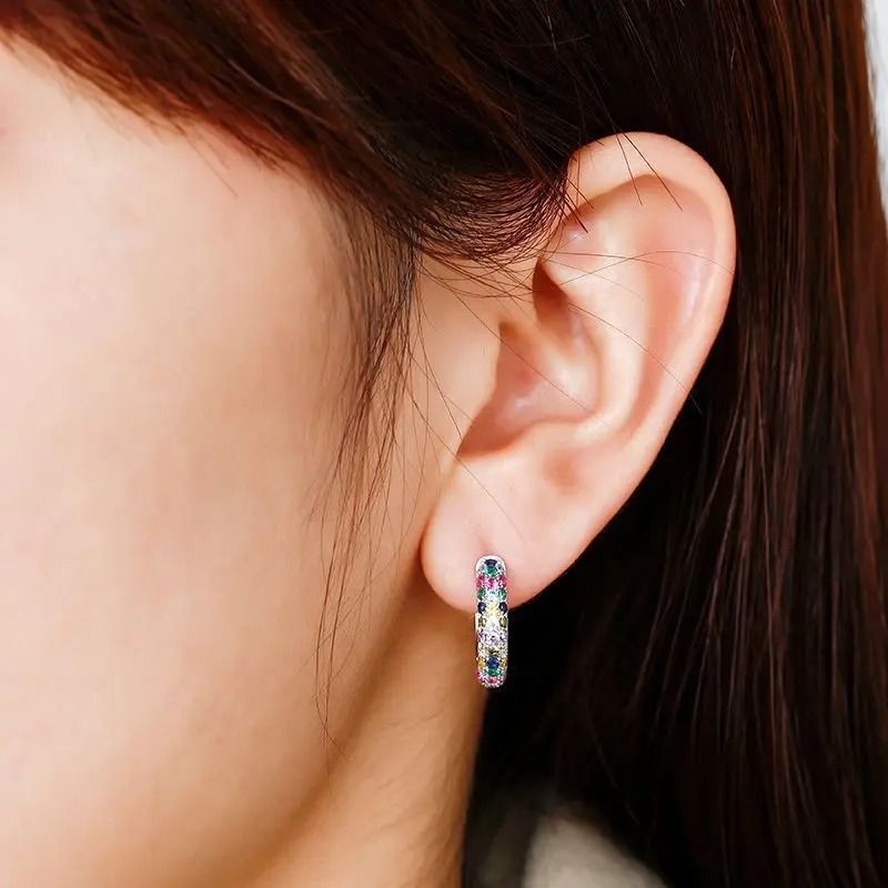 Trendy Colorful Hoop Earrings Set