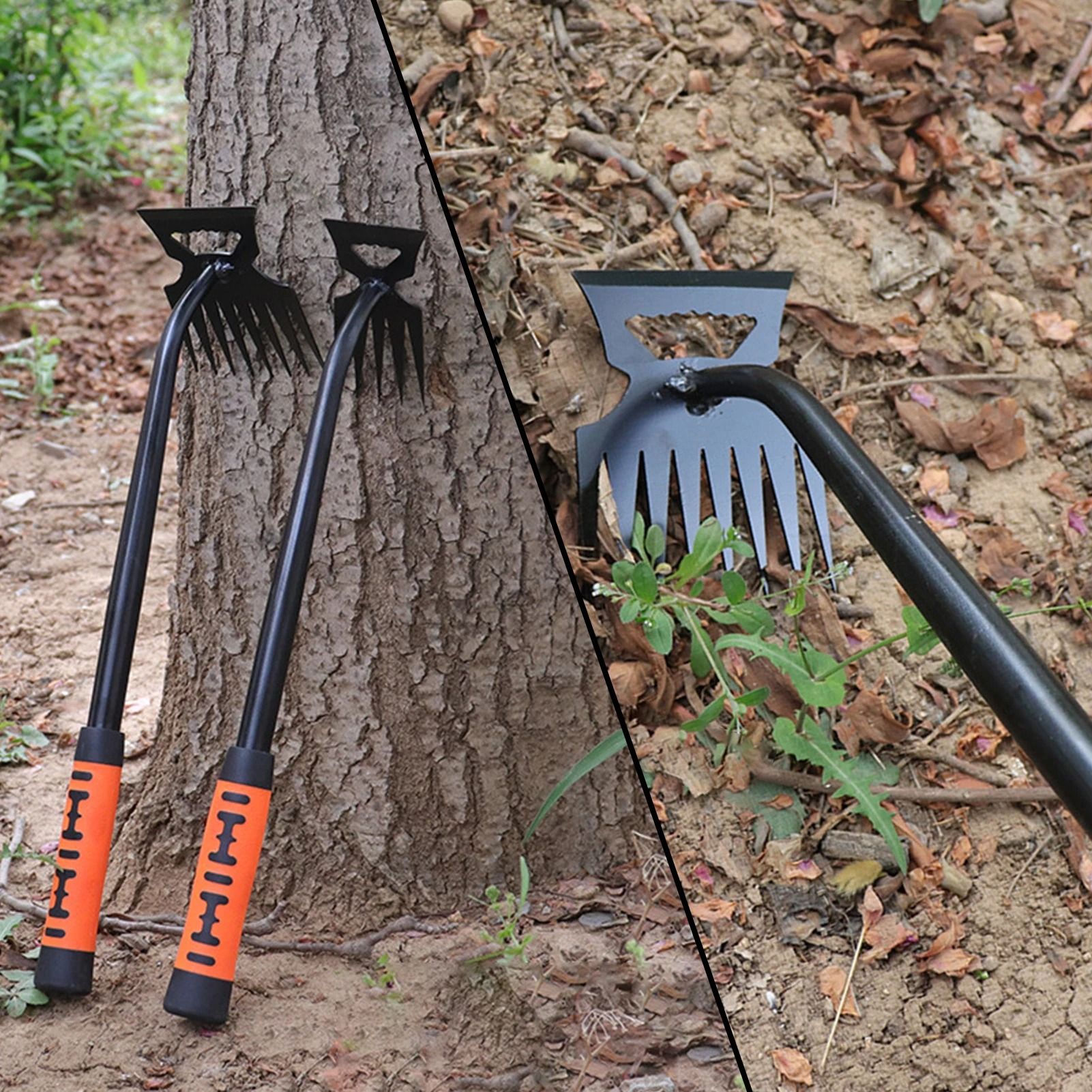 Metal Weed Cleaning Shovel & Garden Rake – 2-in-1 Stainless Steel Dual-Headed Weeding Tool