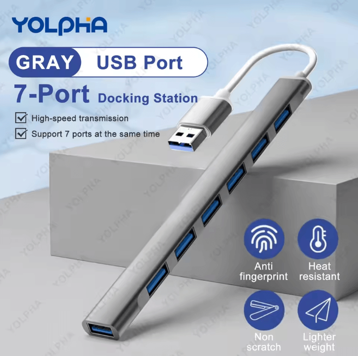 UltraPort 7-in-1 USB-C Hub High-Speed USB 3.0 & USB-A Multiport Splitter for PC and Laptop