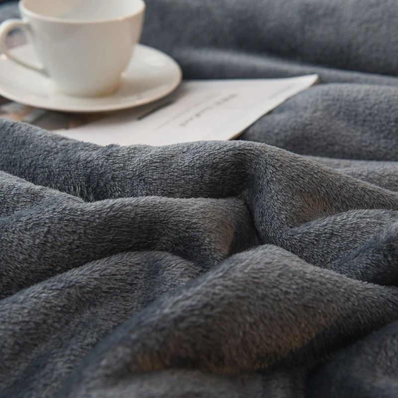 Wool Throw Blanket Keep Warm Winter Bed Blankets Double Sided Queen Duvet
