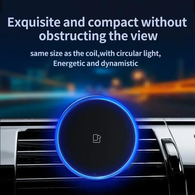 Magnetic Wireless Car Charger Stand with RGB LED Light Fast Charging Station