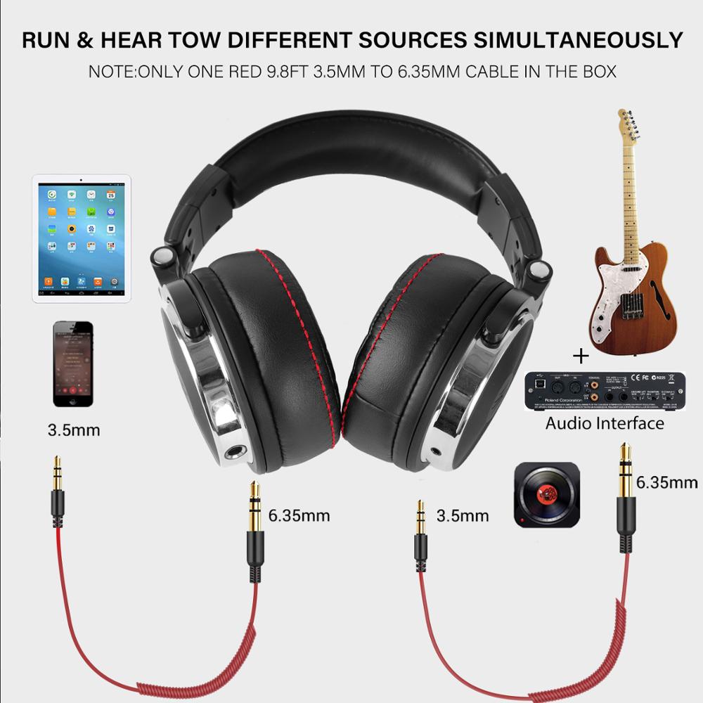 DJ Headphones Wired Studio Pro Headset with Mic HiFi Monitor Sound, Dual Cable Music Headphones for Phone, Laptop