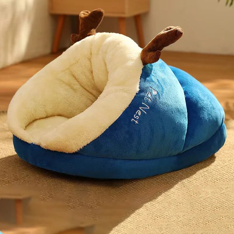Cozy Small Dog Kennel Bed: Breathable & Cute, Slippers Shape, Cat Sleep Bag, Washable