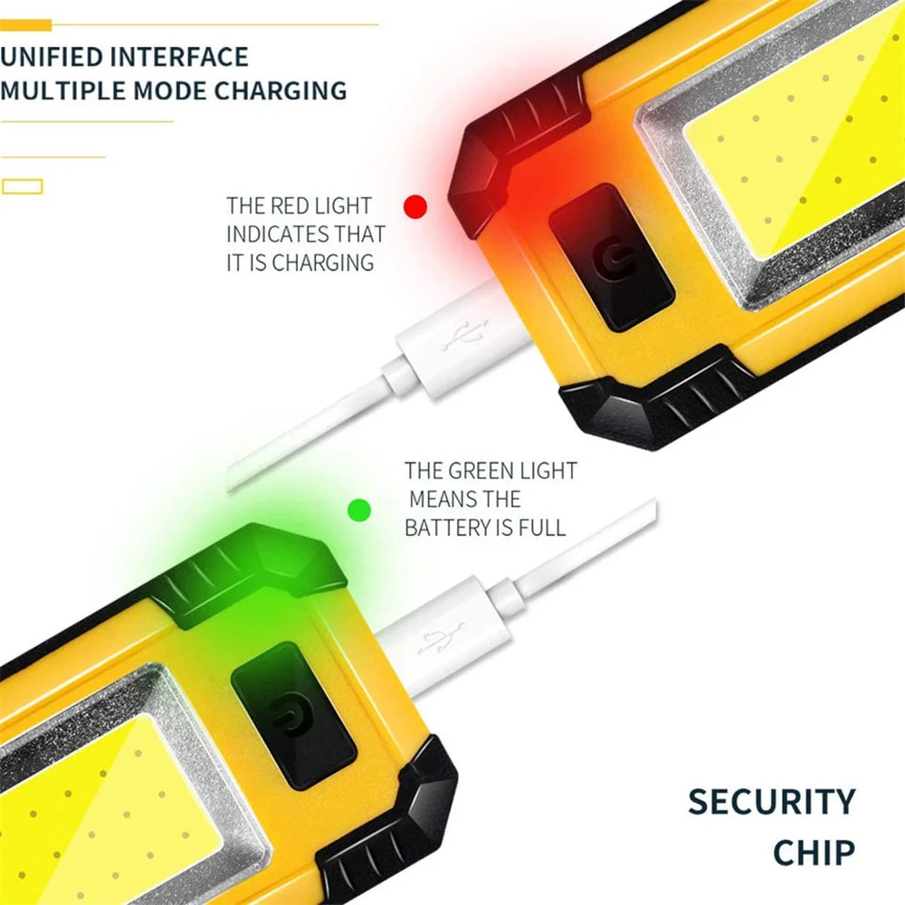 4000mAh LED Work Light: Rechargeable Super Bright COB Flashlight with Magnetic - Portable Outdoor Camping Lantern Emerge