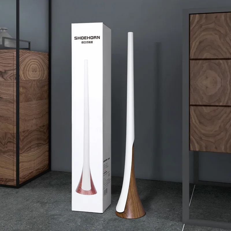 Extra Long Shoe Handle, Wood Grain Self-Supporting Shoe Horn for Elderly, Pregnant Women, Easy-to-Use Shoe Helper