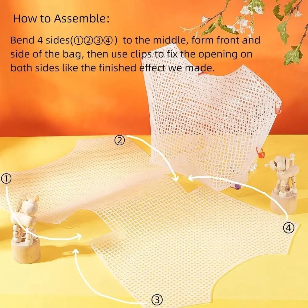 DIY Plastic Mesh Canvas Bag Grid