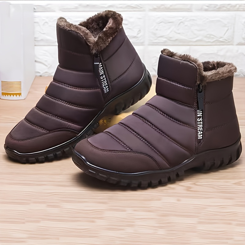 Warm Cotton Zipper Snow Ankle Boots Mens Sneakers Winter Shoes, Autumn Shoes Waterproof Snow Boots Shoe