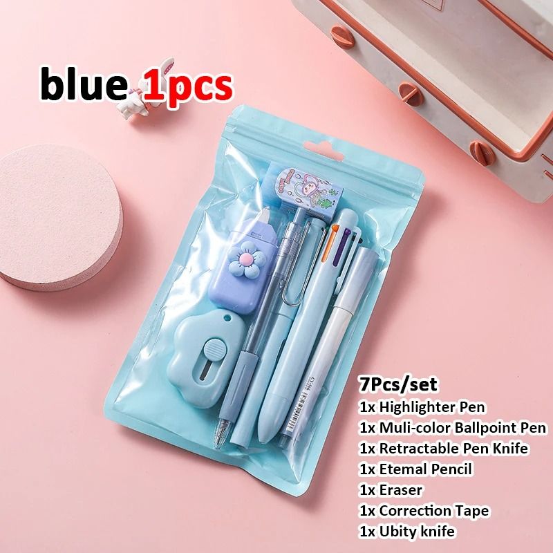 7 in 1 School Stationery Set Complete Student Supplies Gift Kit