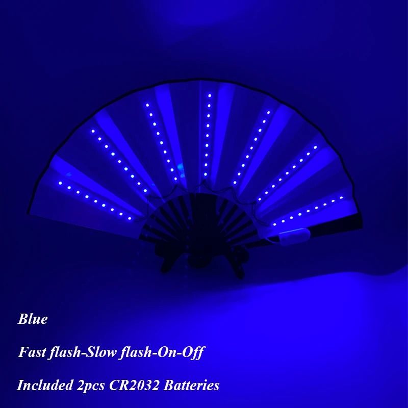 LED Folding Fan Light Up Hand Fan Glowing Party Festival Fan