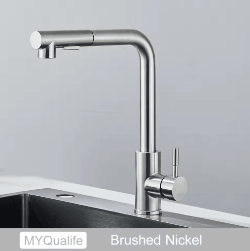 Black Pull Out Kitchen Faucet with Dual Mode Stream Sprayer