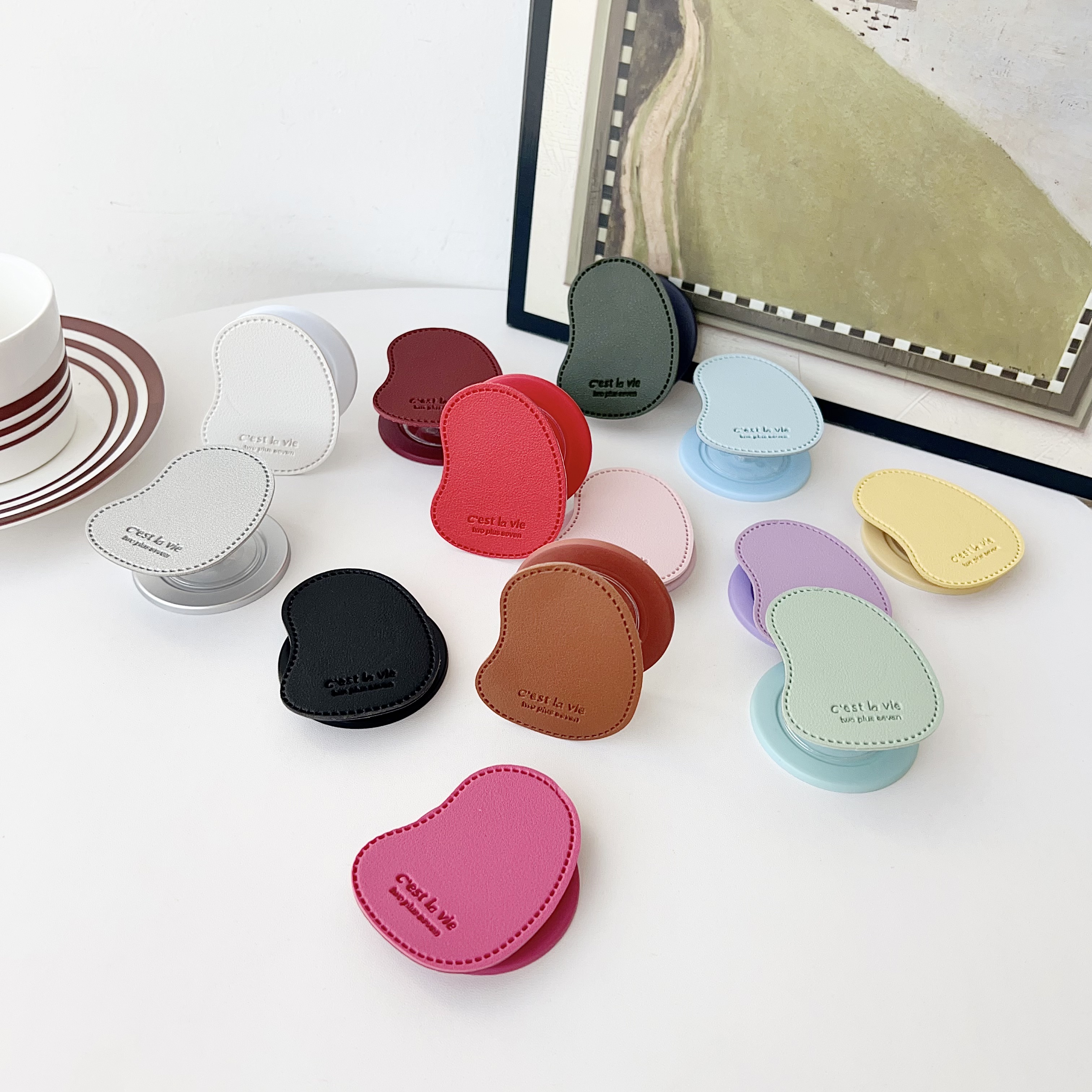 Cute Leather MagSafe phone grip Stand for Wireless Charging Holder