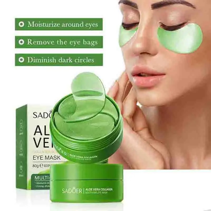 Moisturizing Aloe Vera Eye Masks, Anti-Dark Circles, Anti-Wrinkle Collagen Eye Patches