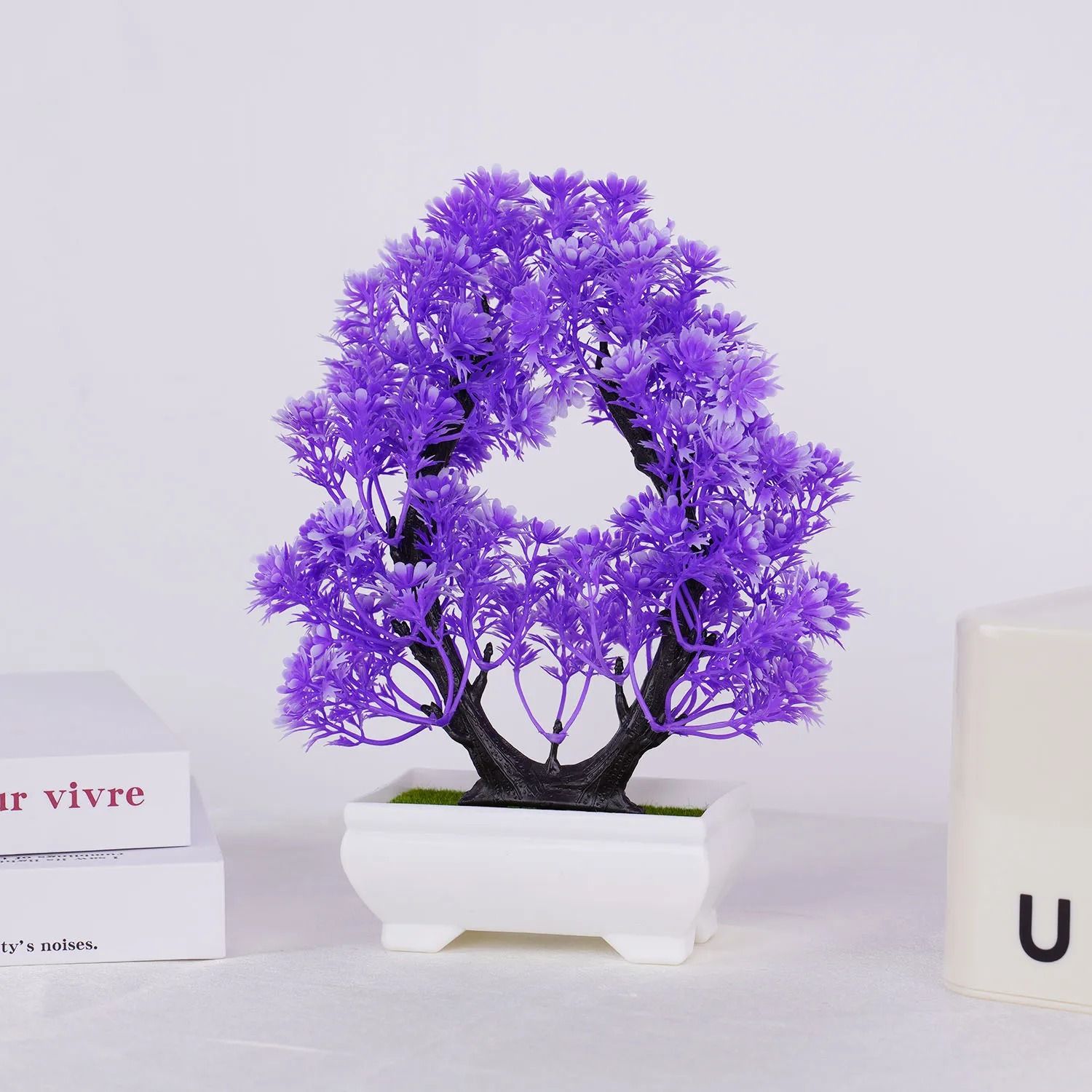 Mini Artificial Bonsai Tree Potted Decor Realistic Faux Greenery