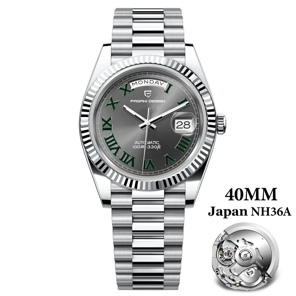 Automatic Day-Date Mechanical Watch – Luxury NH36A Movement Sapphire Timepiece