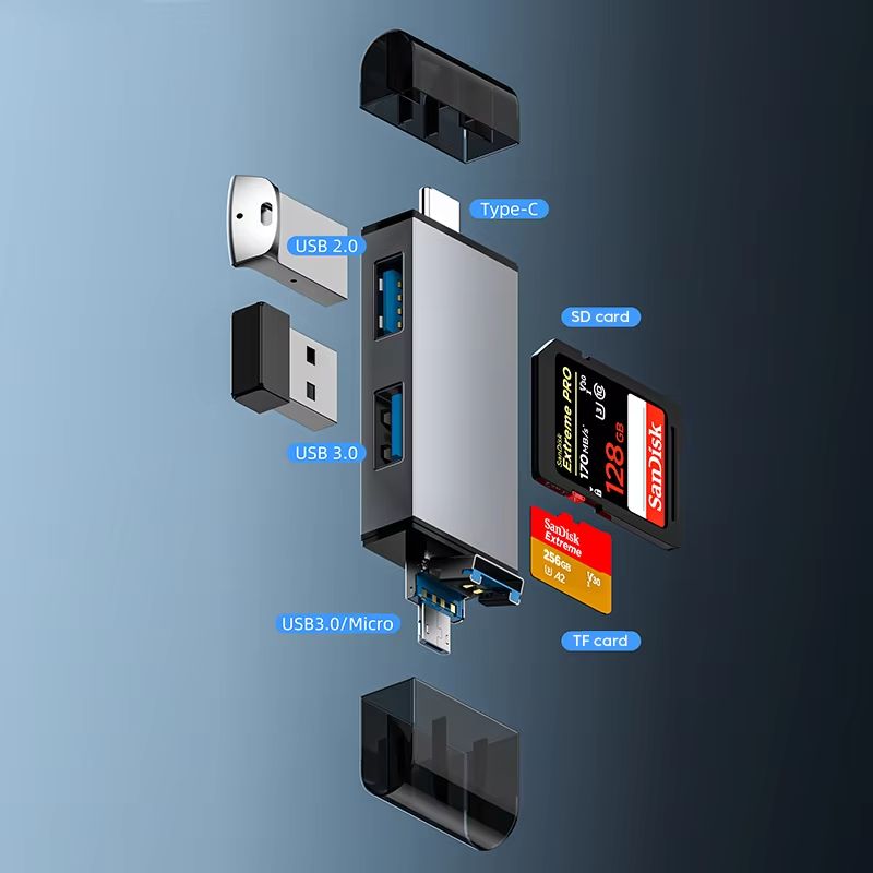 7 in 1 Multifunction USB 3.0 Card Reader and Type C OTG Adapter
