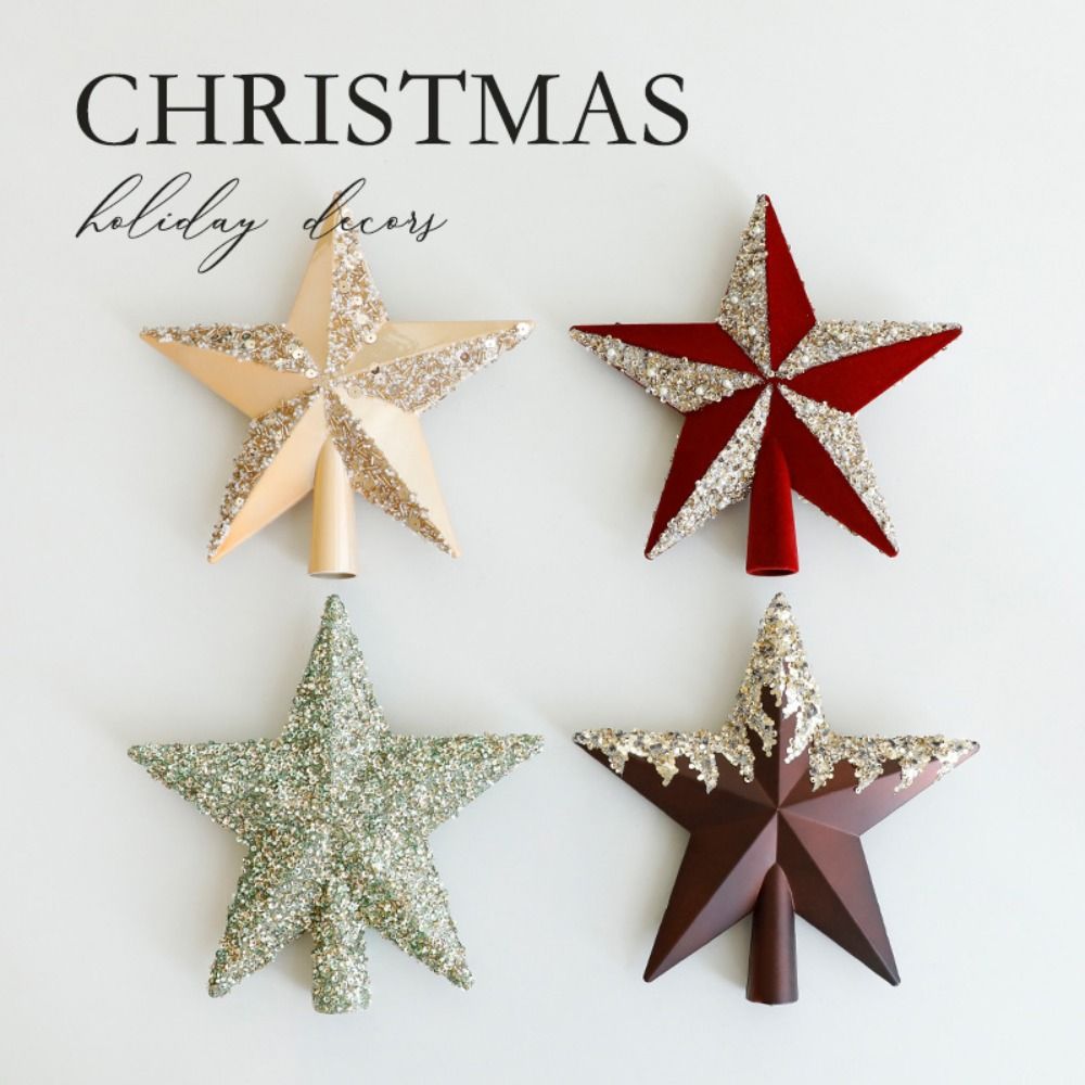 Glitter Christmas Tree Topper Star, Reusable Plastic Pentagram Tree Ornament, Creative Colorful Holiday Decoration