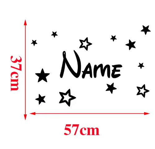 Custom Name Wall Sticker with Stars Personalized Kids and Nursery Vinyl Decor