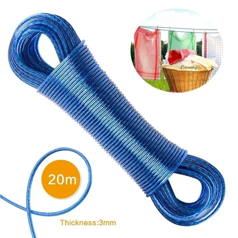 High Tensile Steel Core Clothing Drying Rope and 20 Meter Weatherproof PVC Garden Washing Line