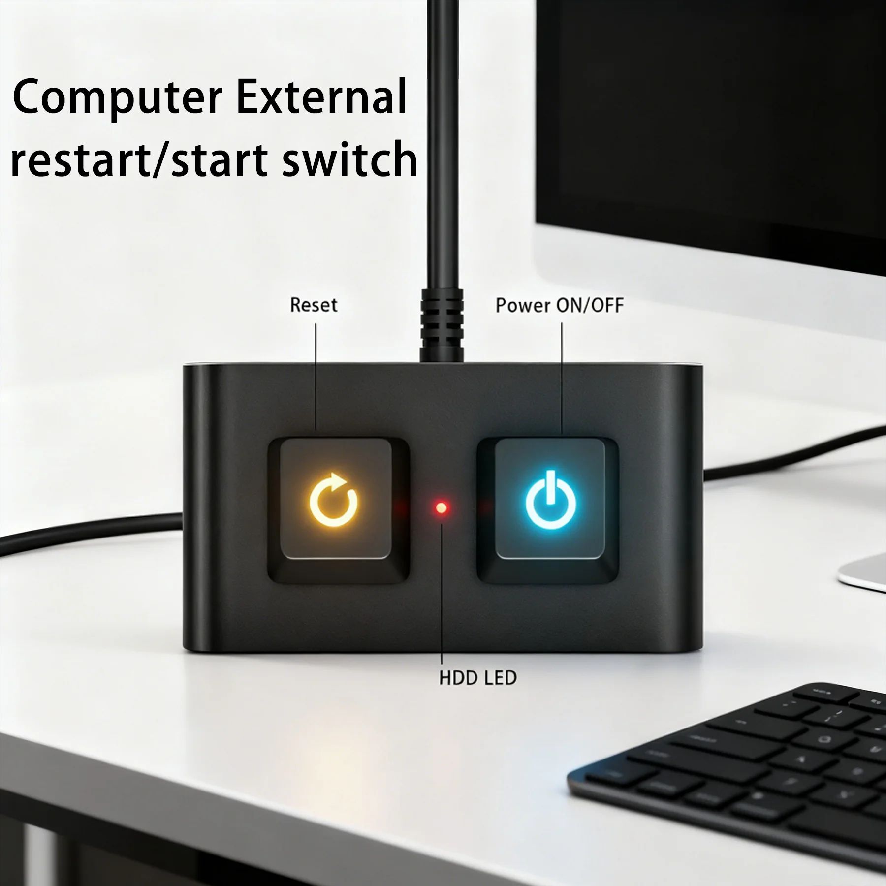 Aluminum External PC Power Button Switch for Desktop Computers