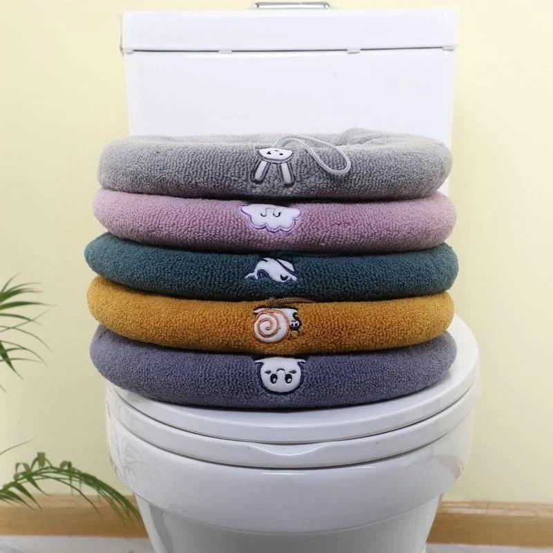 Soft Warm Toilet Seat Cover Elastic Washable Bathroom Seat Pad