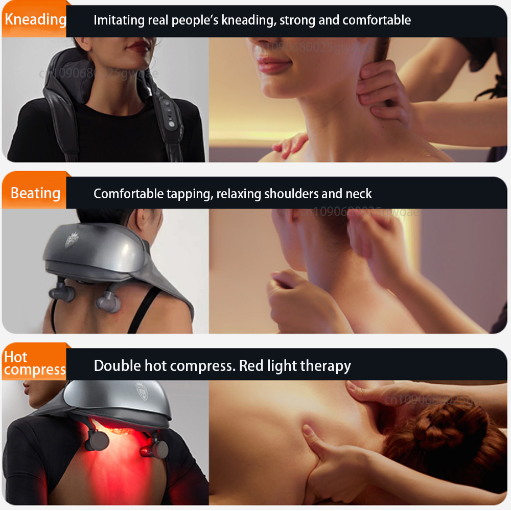 Neck Shoulder Massager with Heat & Shiatsu Kneading, Deep Tissue Pain Relief & Red Light Therapy