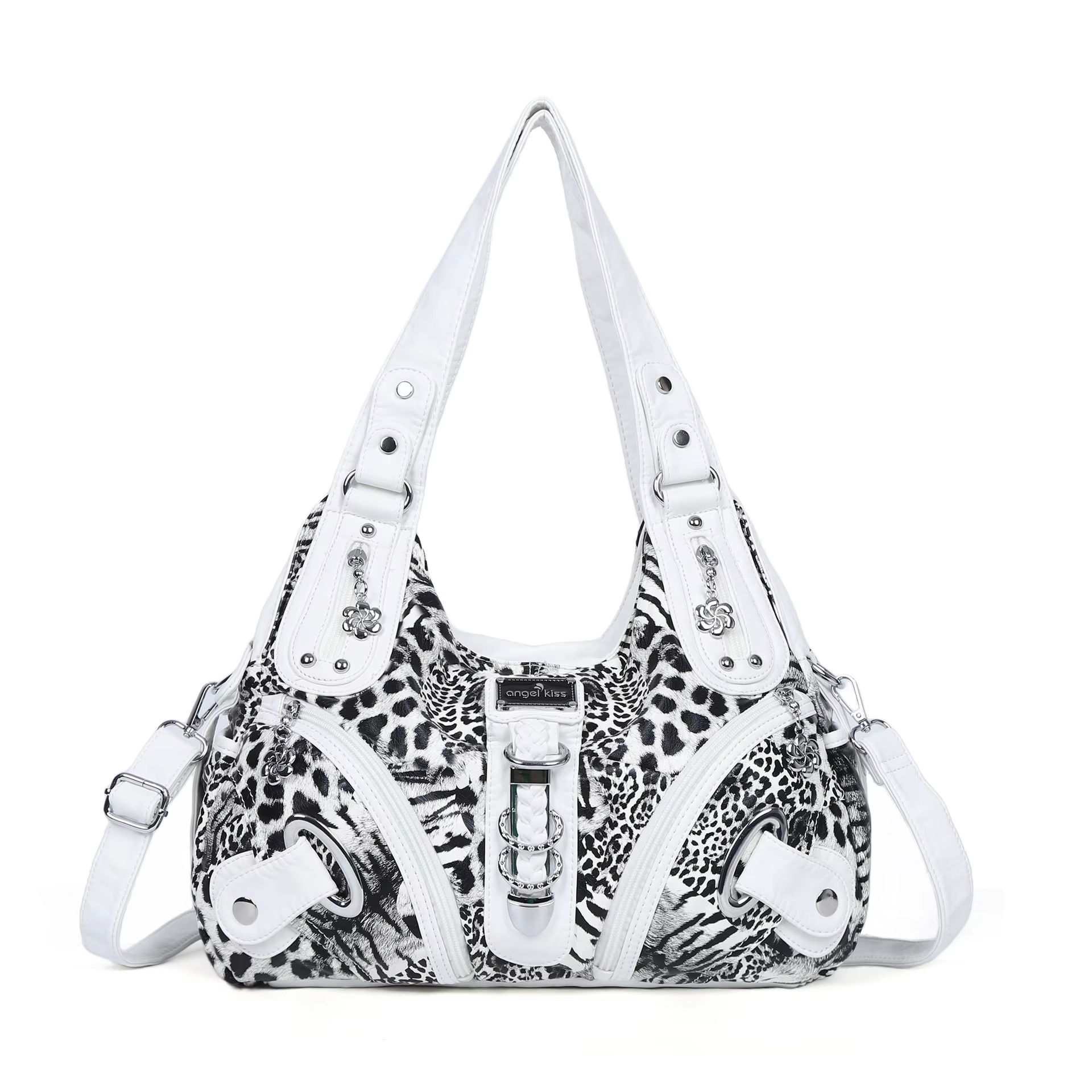 Angelkiss Leopard Print Women's Shoulder Bag Top-Handle Satchel Large Tote Purse