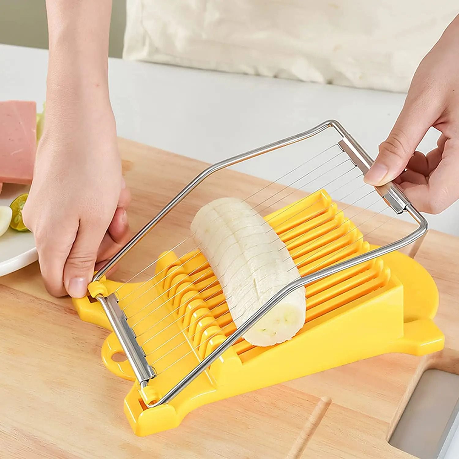 Stainless Steel Multi-Function Luncheon Meat and Egg Slicer with Precision Wire System