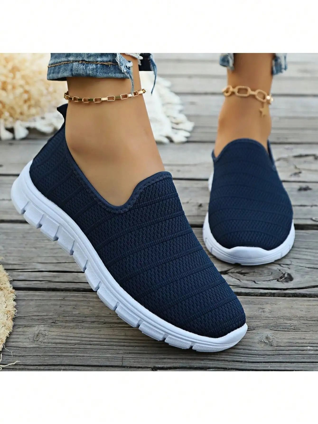 Womens Slip On Mesh Sneakers Summer Casual Lightweight Walking Loafers with Soft Sole and Breathable Design