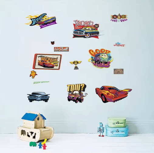 3D Cars Wall Stickers Lightning McQueen Kids Room Cartoon Decals