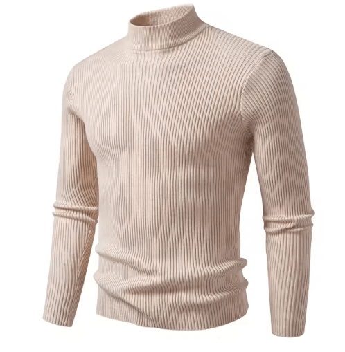 Mens Mock Neck Pullover Sweater High Neck Long Sleeve Winter Casual Knit