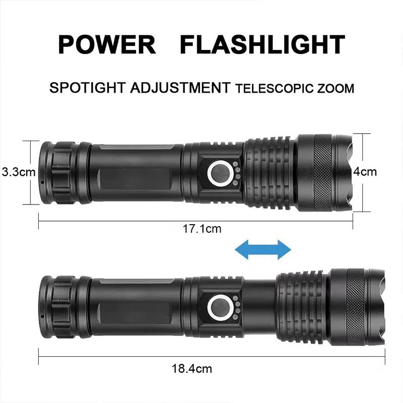 High Power Rechargeable LED Tactical Flashlight with Zoom