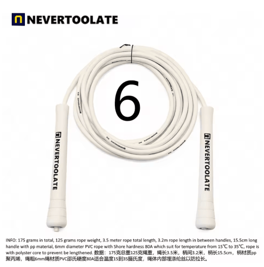 NeverTooLate PVC Fitness Skip Rope – Strong PVC skip rope with Long Handles