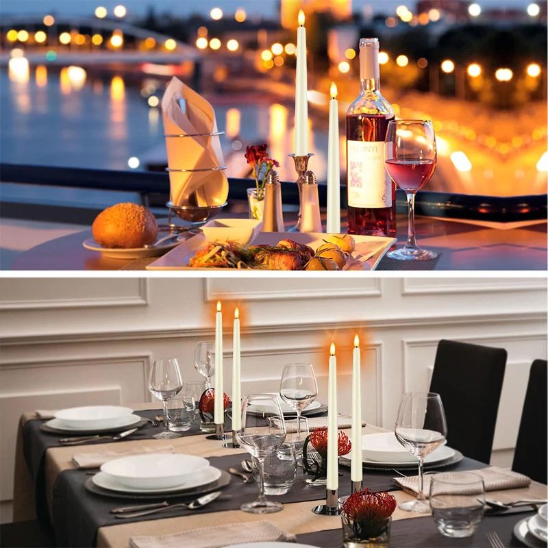 Flameless LED Taper Candles Set with Flickering Light
