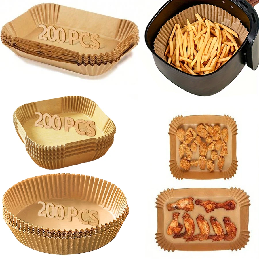 Air Fryer Special Paper, High-Temperature Resistant Oil Absorbing Paper Pad, Food Grade Circular Square Baking Paper